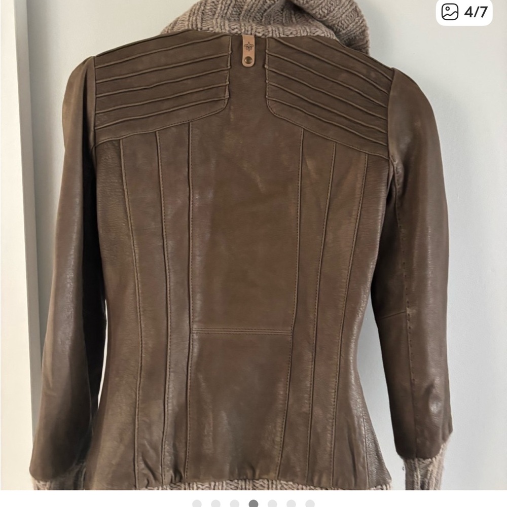 Mackage Brown Leather Jacket with Tan Accents size Small - Picture 3 of 11